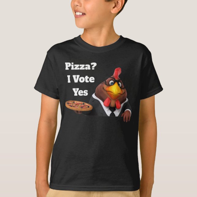 Camiseta Rooster Universo 3D Adorável Com Pizza (Frente)