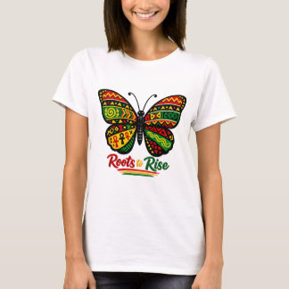 Camiseta Roots to Rise Black History Butterfly Afrocentric 