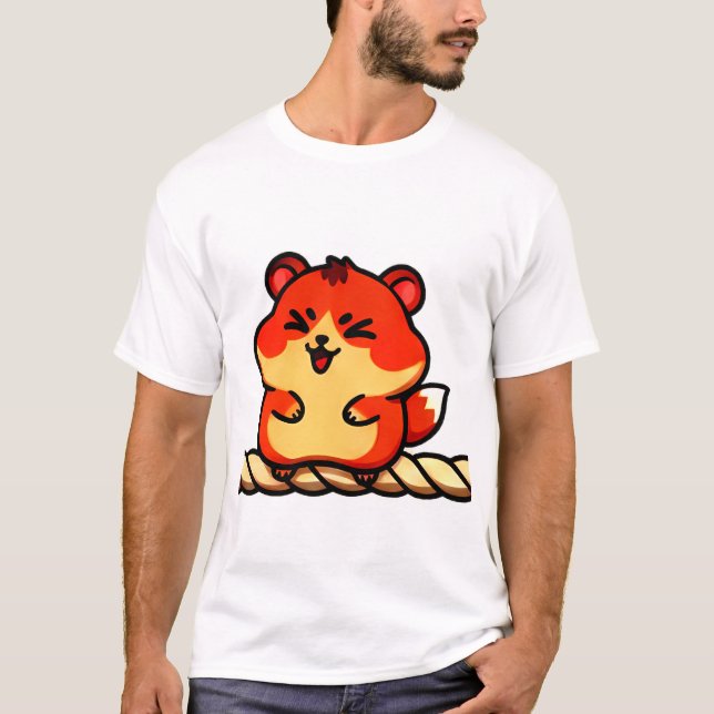 Camiseta Rope Giggles: Chibi Hamster in Red & Cream (Frente)