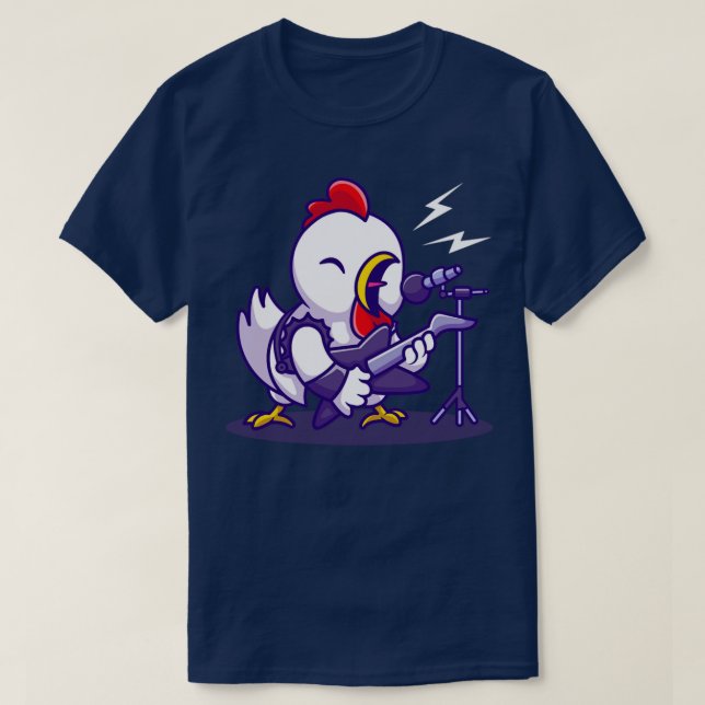 Camiseta Roqueiro De Frango Bonito Com Cartografia De Violã (Frente do Design)
