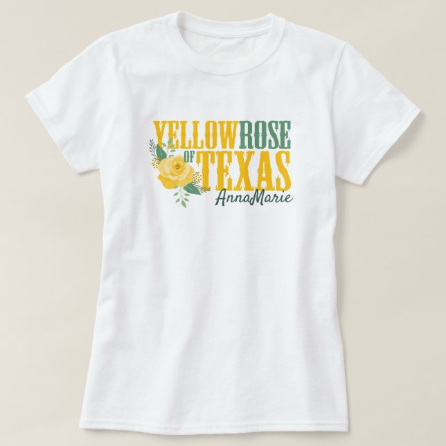 Camiseta Rosa Amarela do Texas - Rosa Solteiro (Frente do Design)