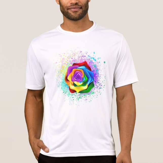 Camiseta Rosa Arco-Íris Colorida (Frente)