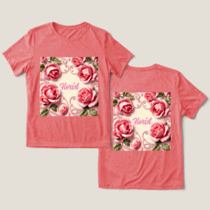 Camiseta Rosa Art Nouveau Florist Red Triblend T Shirt
