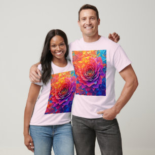 Camiseta Rosa Bloom Abstrata de Baixo Poli
