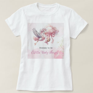 Camiseta Rosa Bonito Cegonha Churrasco de Bebê Mam
