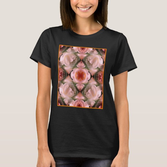 Camiseta Rosa Branca, Abstrato, Arte Inclinada (Frente)