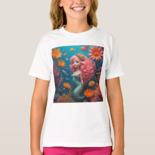 Camiseta rosa-branca-sereia