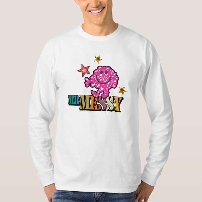 Camiseta Rosa Brilhante Sr. Messy | Estrelas Espumantes (Frente)