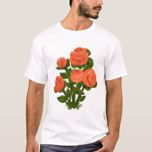 Camiseta Rosa Bush Rosa Flores Laranja Rosa Garden Floral.
