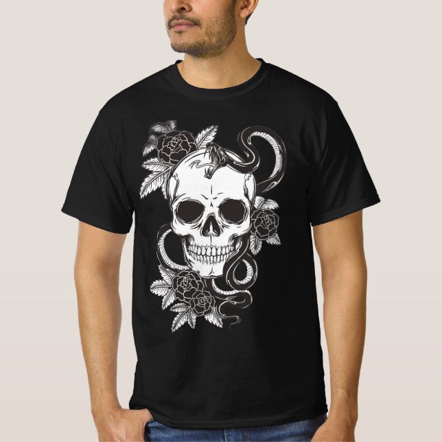 Camiseta Rosa Caveira e Cobra (Frente)