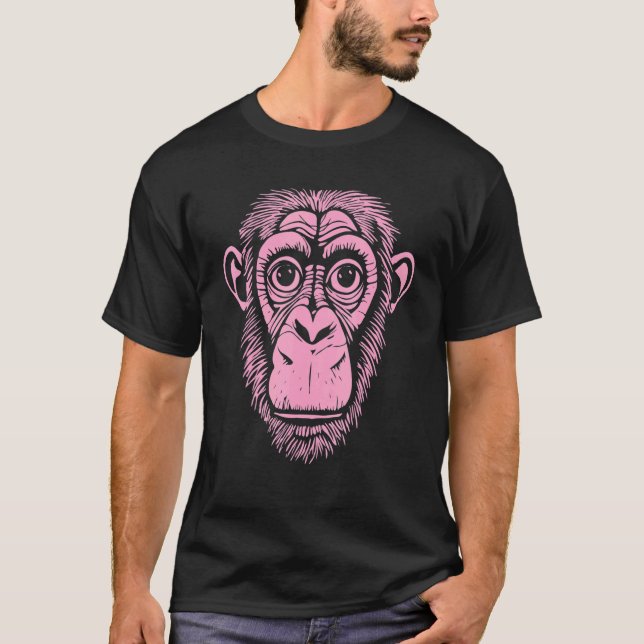 Camiseta Rosa claro Chimpanzé Ape Não Macaco Chimp (Frente)