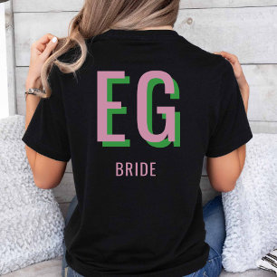 Camiseta Rosa claro + Festa de casamento de Monograma Verde