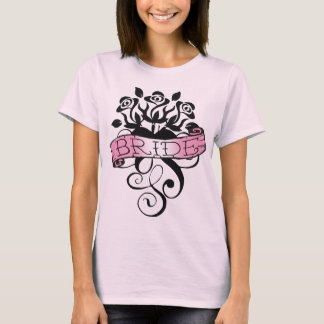 Camiseta Rosa com faixa de noiva