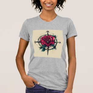 Camiseta Rosa Compass Tatto Art TeeT-Shirt