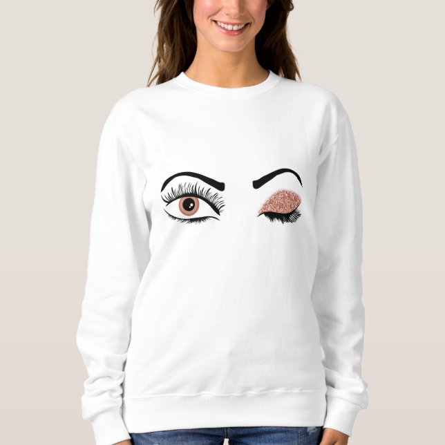 Camiseta Rosa cor-de-rosa Dourada Eyelashes Brilhante (Frente)