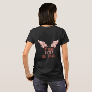 Camiseta Rosa Corado de Blush Forte Feroz Imparável Citação