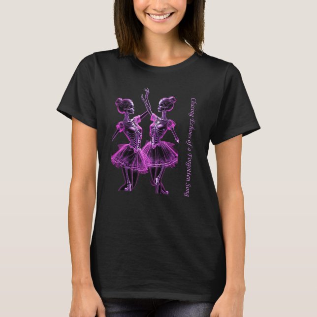 Camiseta Rosa da Bailarina Fantasma Esqueleto Pers (Frente)