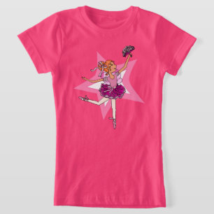 Camiseta Rosa da estrela da menina da bailarina com a