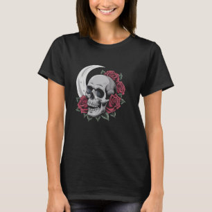 Camiseta Rosa da Lua Ilustração Gótica Óptica Emo Death Met