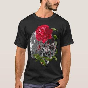 Camiseta Rosa da Lua Ilustração Gótica Óptica Emo Death Met