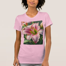 Camiseta Rosa Daylily Floral