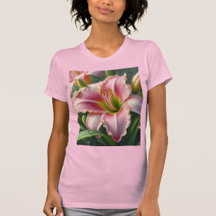Camiseta Rosa Daylily Floral