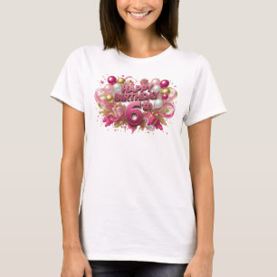 Camiseta rosa de aniversário de 6 anos Statement