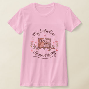 Camiseta Rosa de Aniversário “Meu Único” de Coruja