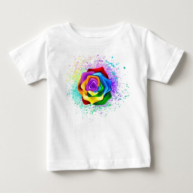 Camiseta Rosa de arco-íris colorido (Frente)