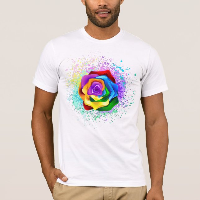 Camiseta Rosa de arco-íris colorido (Frente)