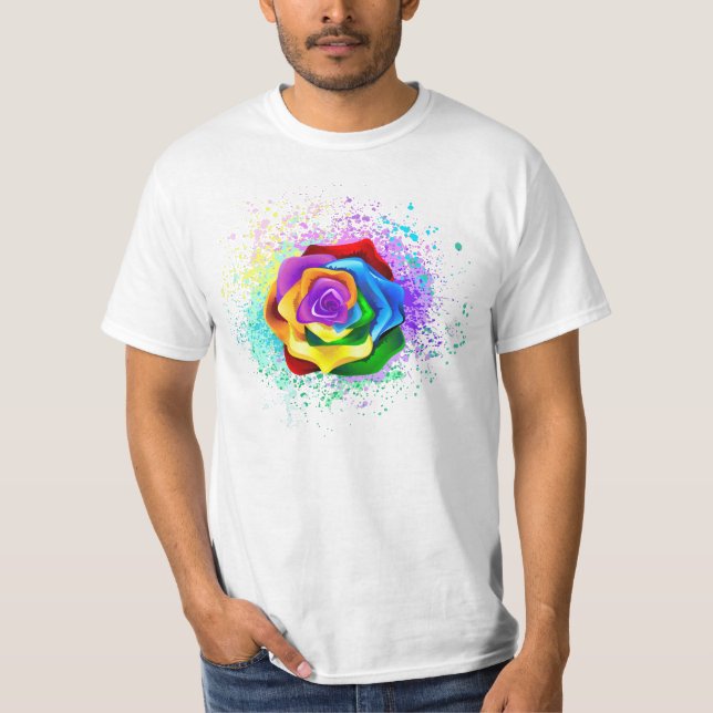 Camiseta Rosa de arco-íris colorido (Frente)