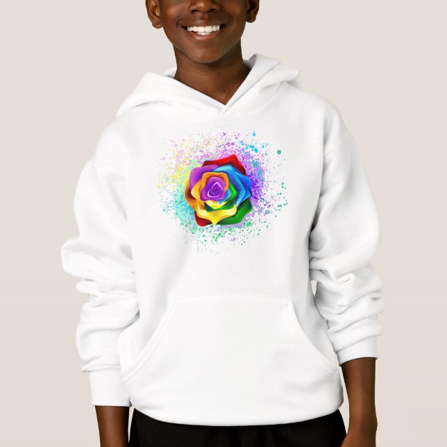 Camiseta Rosa de arco-íris colorido (Frente)