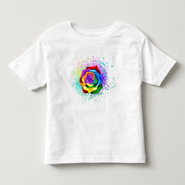 Camiseta Rosa de arco-íris colorido (Frente)