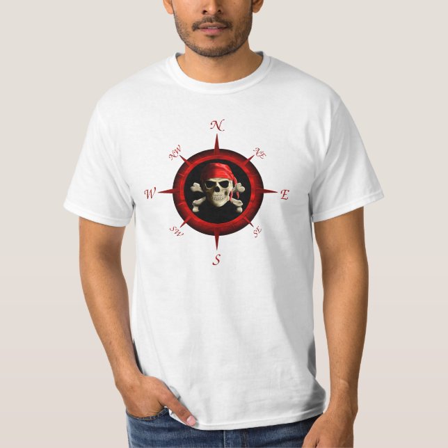 Camiseta Rosa de compasso do pirata (Frente)