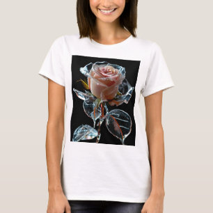Camiseta "Rosa De Gelo Encantador: Um Flor De Vidro Transpa