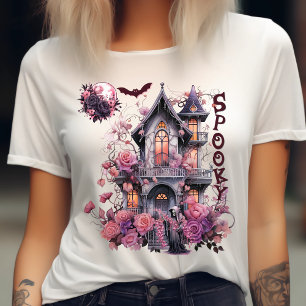 Camiseta Rosa de Halloween-Halloween-Assombrado à Spooky-Re