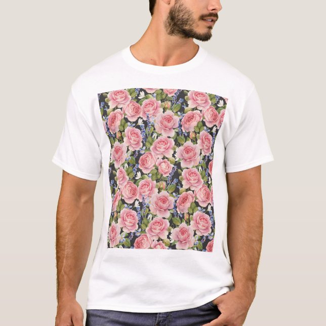 Camiseta Rosa de Inglês Rosa: Dark Watercolor (Frente)