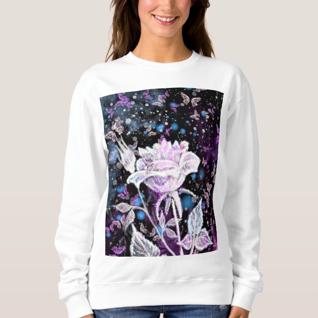 Camiseta Rosa de inverno e Borboletas - Lindo - (Frente)