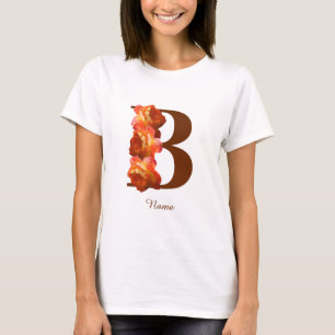 Camiseta Rosa de Laranja Monograma Inicial B Seu Nome