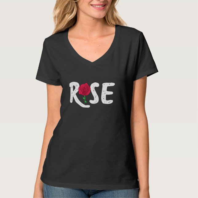 Camiseta Rosa de linha simples de Rosa legal (Frente)