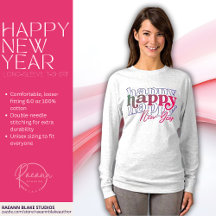 Camiseta Rosa de Manga Longa Happy New Year Empilh