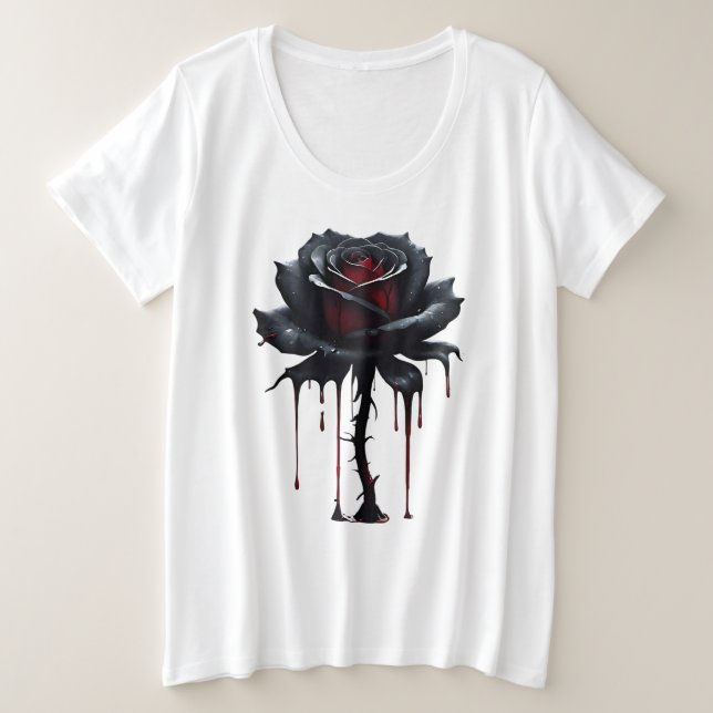 Camiseta Rosa de preto estranho (Frente do Design)