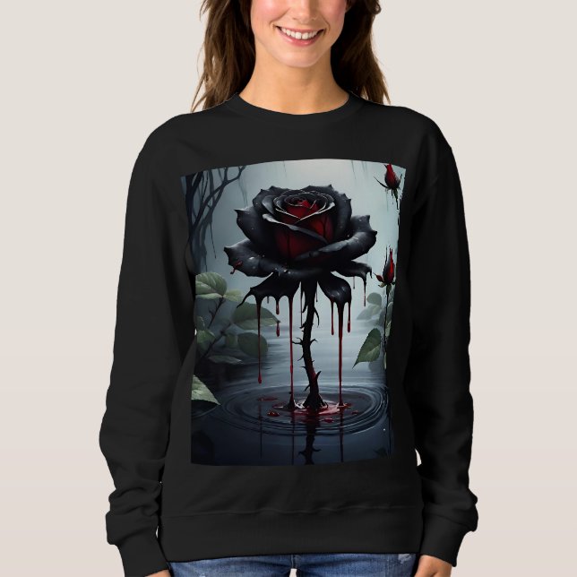 Camiseta Rosa de preto estranho (Frente)