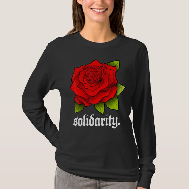 Camiseta Rosa de Solidariedade - A Rosa vermelha de Solidar (Frente)