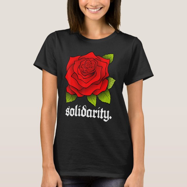 Camiseta Rosa de Solidariedade - A Rosa vermelha de Solidar (Frente)