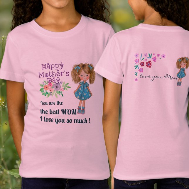 Camiseta Rosa DIA DE AS MÃES FELIZ (HAPPY MOTHER'S DAY daughter pink T-Shirt)