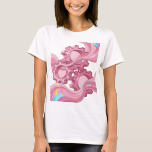 Camiseta Rosa Dinâmico ENGRENAGENS E ONDAS FLUÍDAS Design M