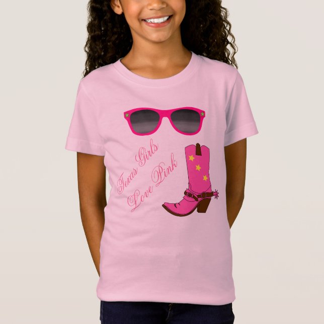 Camiseta Rosa do amor das meninas de Texas (Frente)