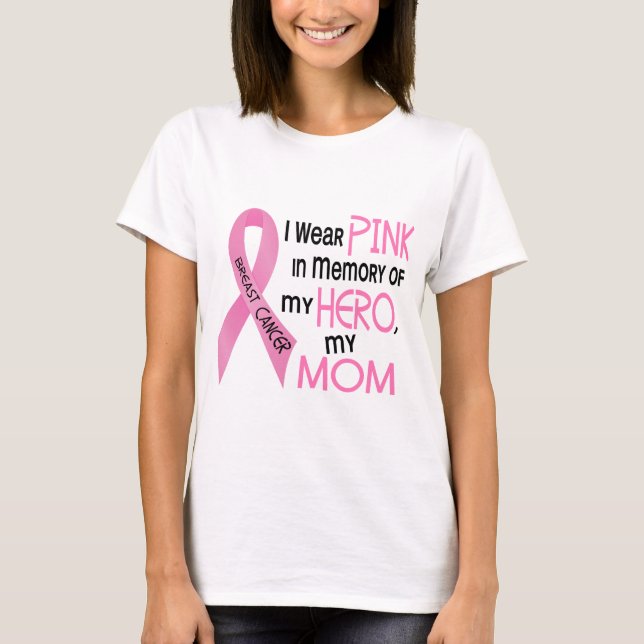Camiseta ROSA do cancro da mama na MEMÓRIA de MINHA MAMÃ 1 (Frente)