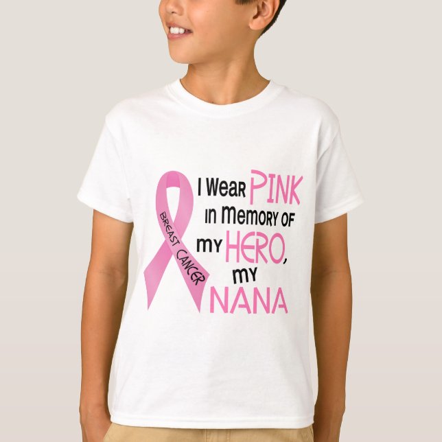 Camiseta ROSA do cancro da mama na MEMÓRIA de MINHA NANA 1 (Frente)